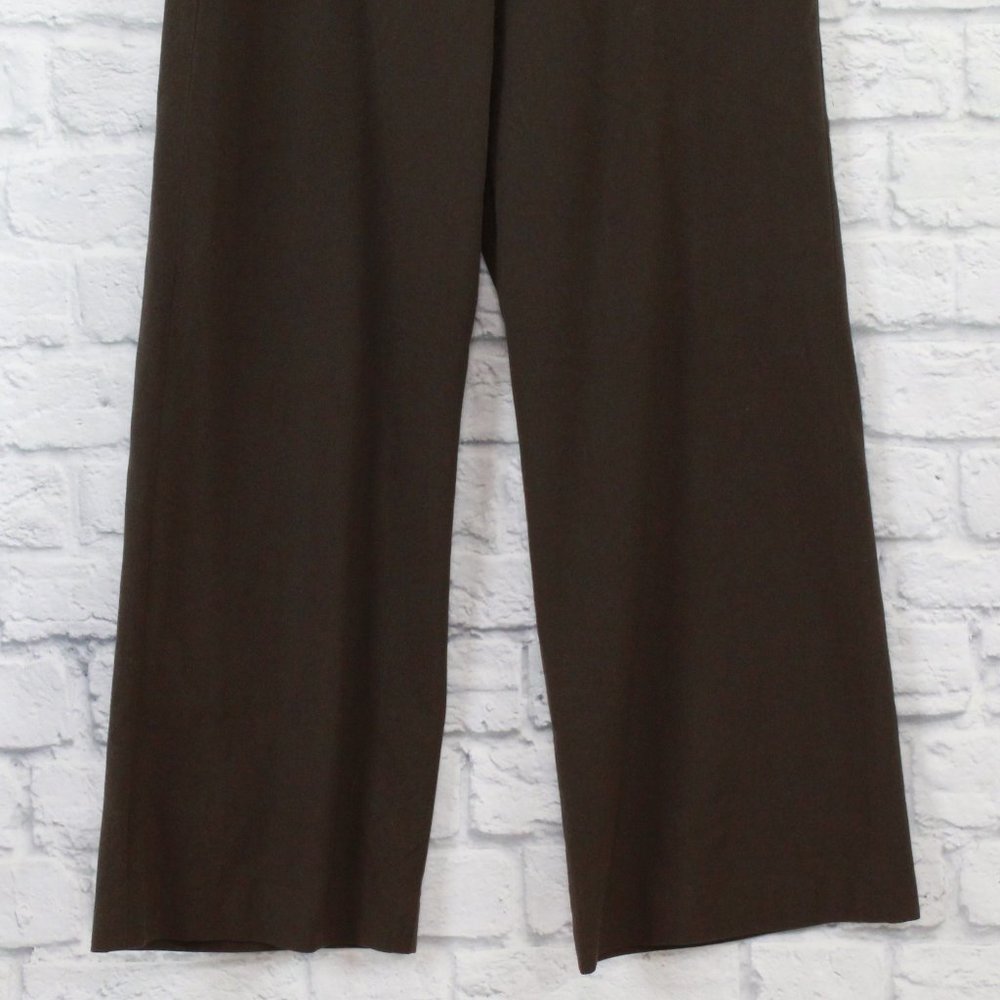 Larry Levine Brown Stretch Wide Cropped Leg Dress Pants Size 6P - Picture 3 of 10